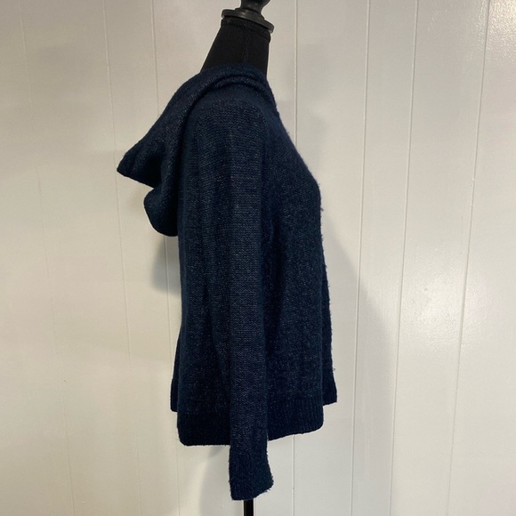 Banana Republic Sweater Mitzi Hoodie Wool Alpaca Blend Navy Blue Size Large - Picture 3 of 10